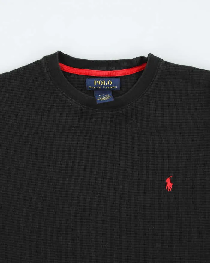 Vintage Polo Ralph Lauren Black Waffle Long Sleeve T-shirt - M sold by Rokit product image thumbnail 3