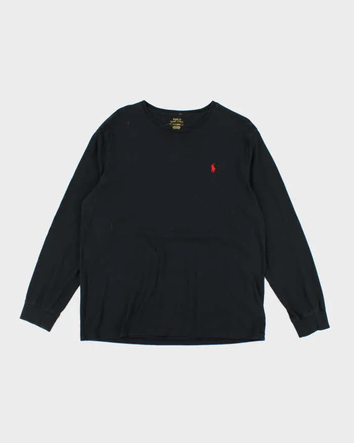 Vintage Ralph Lauren Black Long Sleeve T-shirt - L sold by Rokit