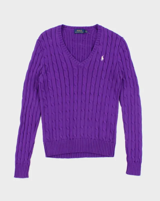 Vintage Ralph Lauren Purple Knit Jumper - S made by Ralph Lauren