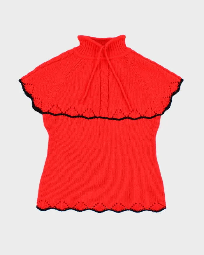 Vintage Red Short Sleeve Knit Top - S sold by Rokit