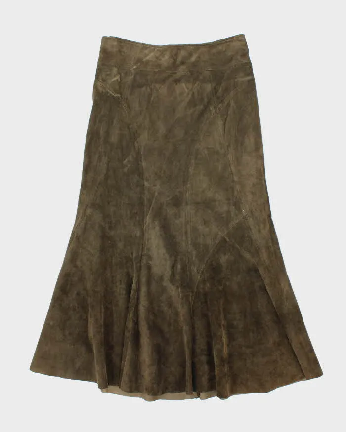 Vintage Danier Green Suede Maxi Skirt - S sold by Rokit