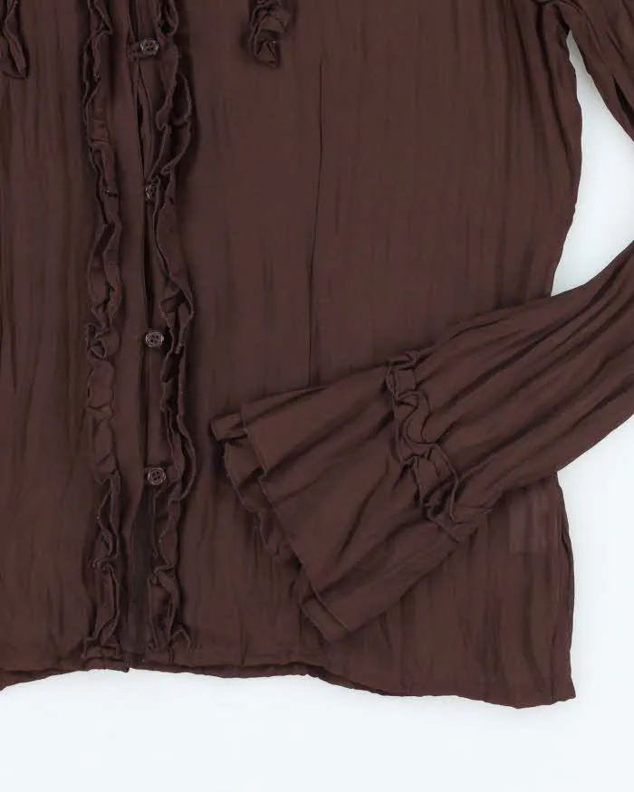 Vintage 90s Jessica Brown Ruffle Mesh Blouse - L sold by Rokit product image thumbnail 4