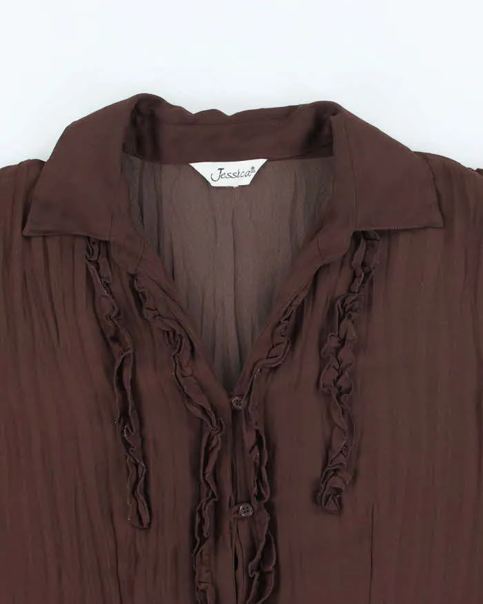 Vintage 90s Jessica Brown Ruffle Mesh Blouse - L sold by Rokit product image thumbnail 3