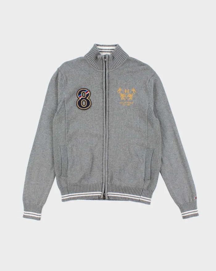 Vintage 2000's Tommy Hilfiger Embroidered Zip Up Chunky Knit Jumper - S sold by Rokit