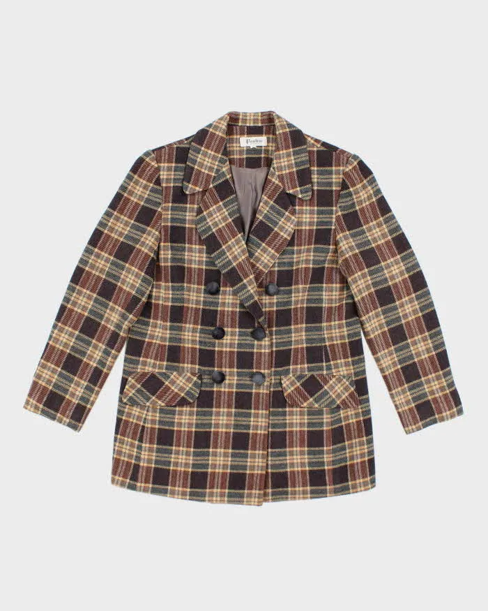 Vintage Pauline Wool Blend Double Breasted Checked Blazer Jacket - L sold by Rokit