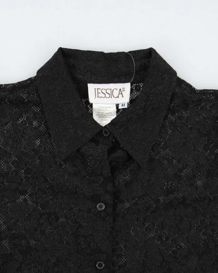 Vintage Y2k 00s Jessica Black Lace Blouse - M sold by Rokit product image thumbnail 3