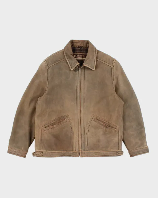 Vintage 90's Columbia Heavyweight Zip Leather Jacket - L sold by Rokit