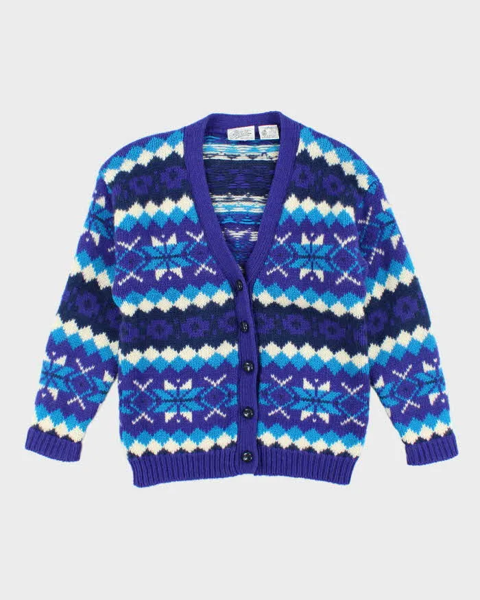 Vintage Brass Plum Pattern Wool Oversized Cardigan - S sold by Rokit