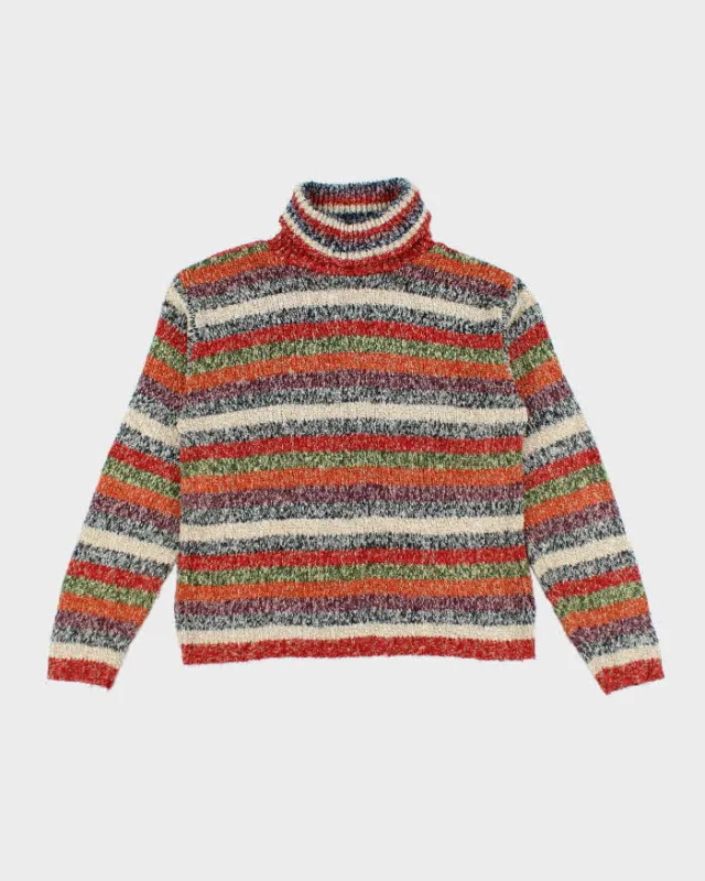Vintage 90s Il Anco Striped Roll Neck Knit Jumper - M sold by Rokit
