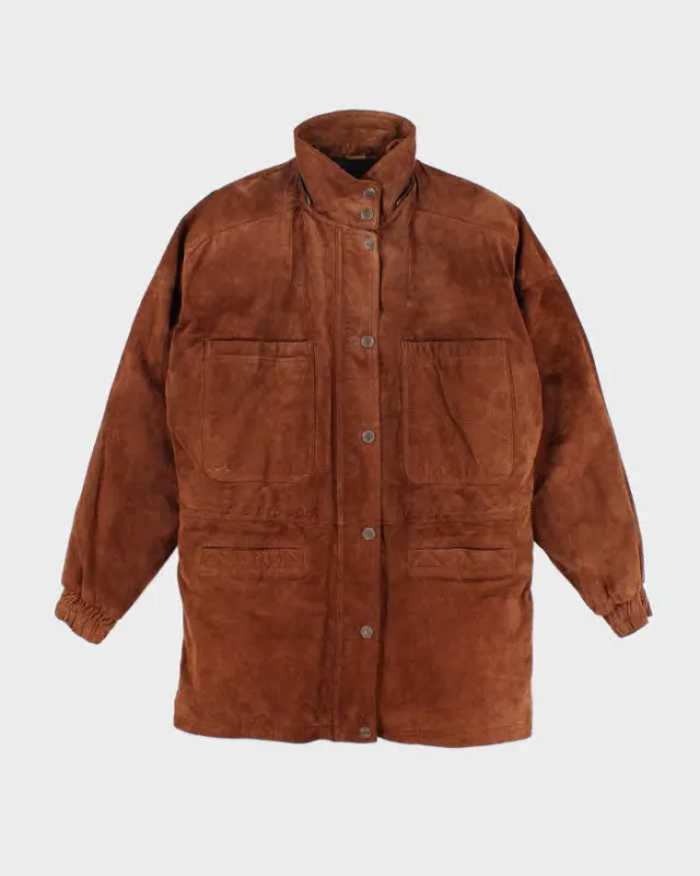 Vintage 90's Heavyweight Multi Pocket Lined Suede Jacket - M sold by Rokit