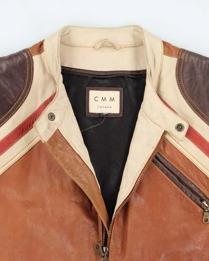 Vintage Y2K CMM Multi Tone Leather Biker Jacket - L sold by Rokit product image thumbnail 3