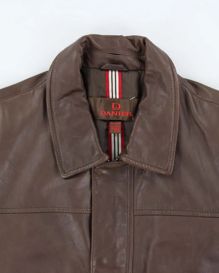 Vintage 90's Danier Heavyweight Brown Leather Zip Up Jacket - XXL sold by Rokit product image thumbnail 3