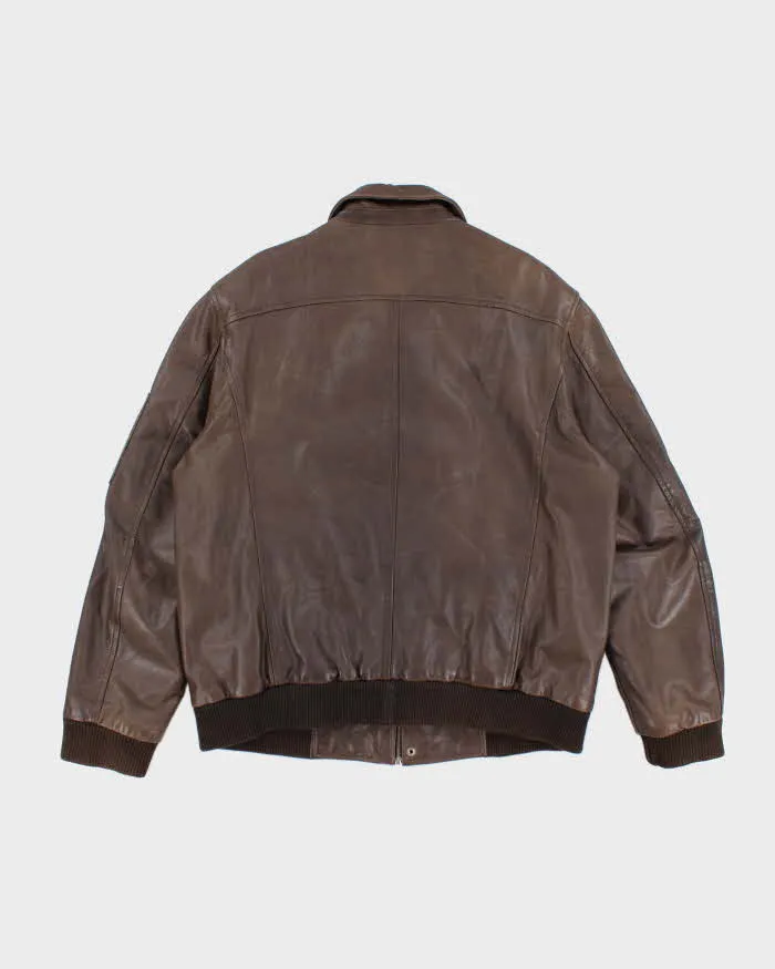 Vintage 90's Danier Heavyweight Brown Leather Zip Up Jacket - XXL sold by Rokit product image thumbnail 2