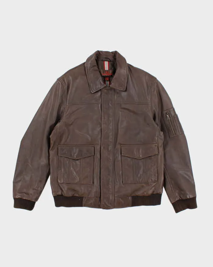 Vintage 90's Danier Heavyweight Brown Leather Zip Up Jacket - XXL sold by Rokit