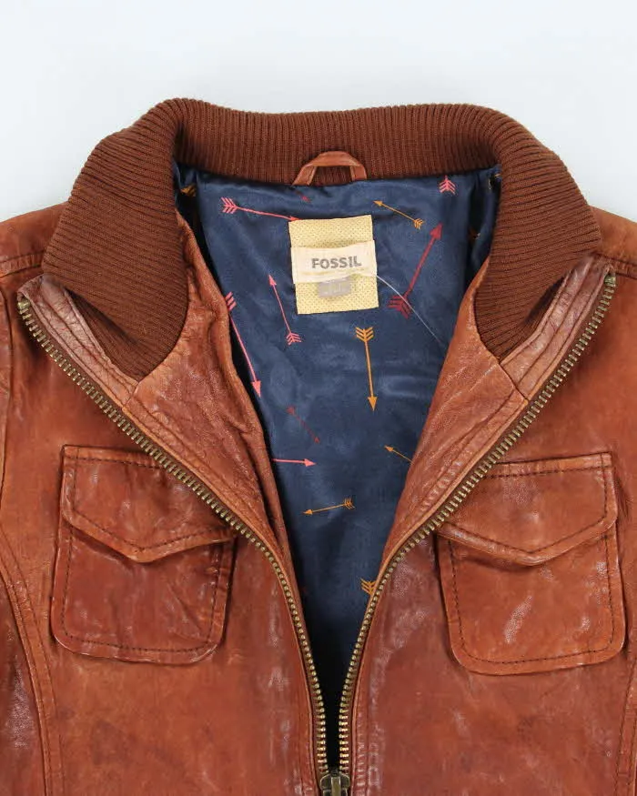 Vintage Fossil Brown Leather Jacket - S sold by Rokit product image thumbnail 3