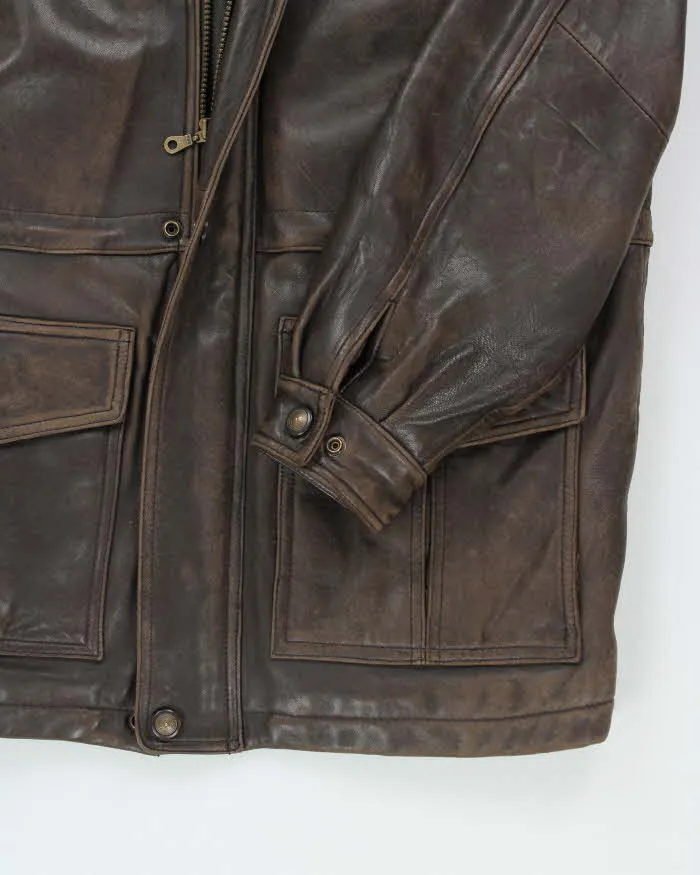 Vintage Danier Brown Leather Coat - XL sold by Rokit product image thumbnail 4
