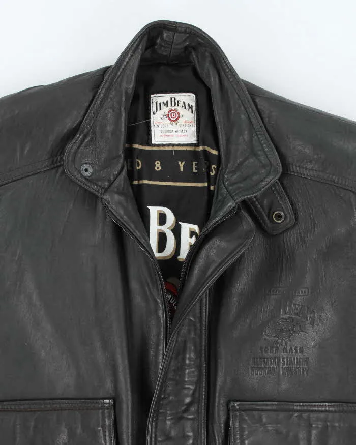 Vintage 90's Jim Beam Heavyweight Leather Biker Jacket - L sold by Rokit product image thumbnail 3
