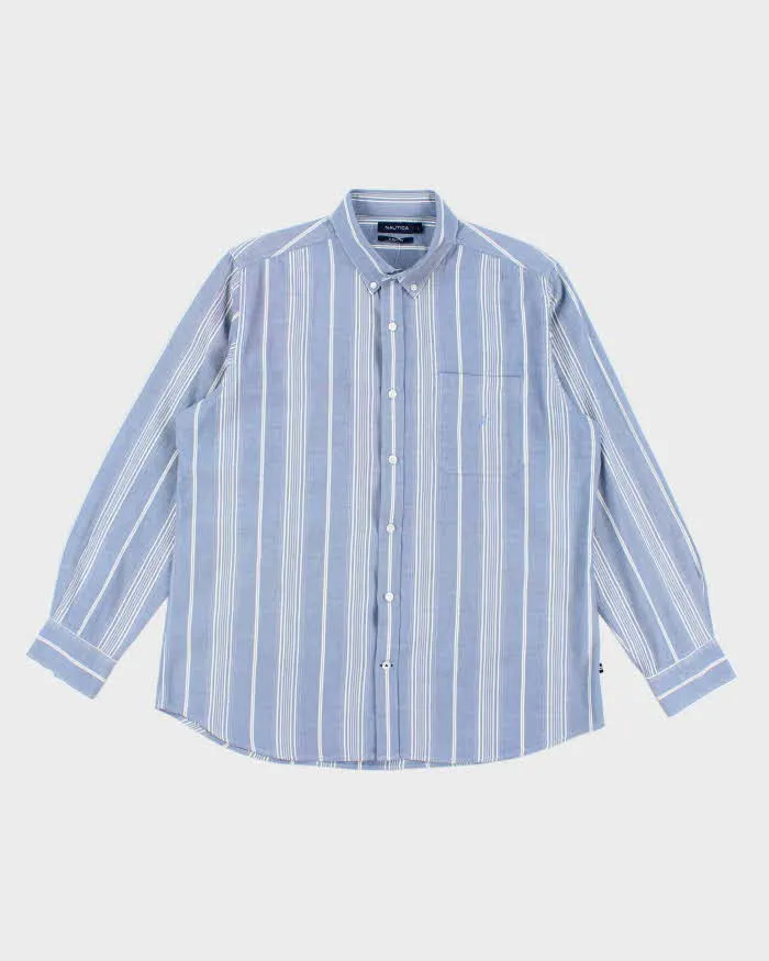 Vintage Nautica Striped Button Up Shirt - L sold by Rokit