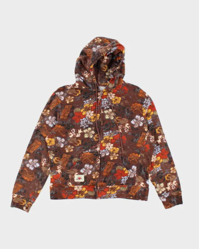 Vintage Women's Disney Surf Co. Floral Print Zip Up Hoodie - M sold by Rokit