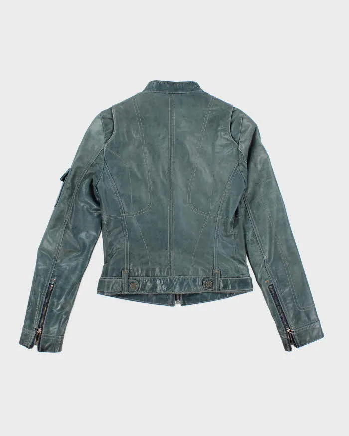 Vintage Danier Blue Leather Jacket - XXS sold by Rokit product image thumbnail 2