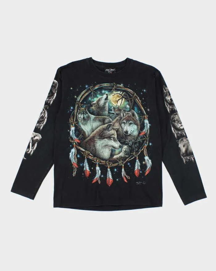 Vintage Y2K Wolf Pack Graphic Long-sleeve T-Shirt - M sold by Rokit