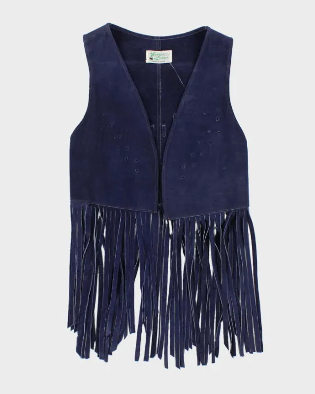 Vintage 80's Women's Western Style Suede Fringed Gilet - M made by Rokit