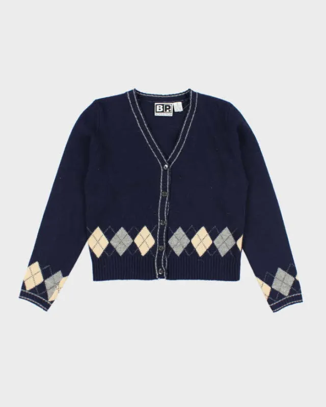 Vintage 90s Nordstrom Blue Wool Cardigan - M sold by Rokit