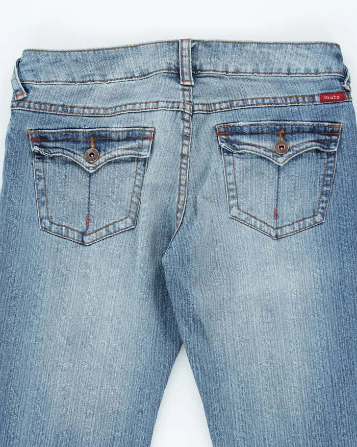 Vintage Y2K Women's Moto Medium Wash Flared Jeans - W28 L31 sold by Rokit product image thumbnail 4