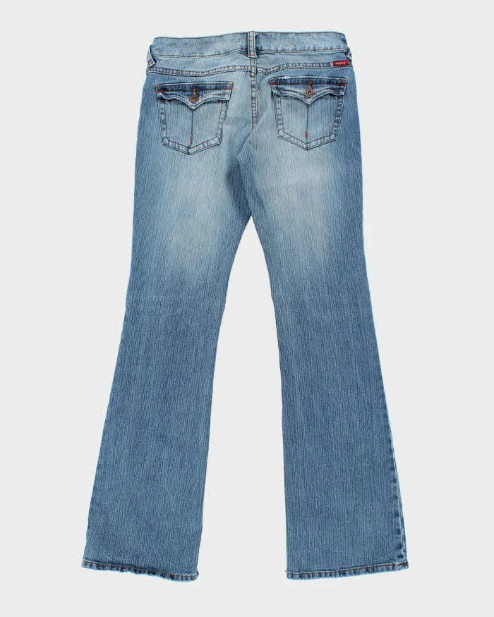 Vintage Y2K Women's Moto Medium Wash Flared Jeans - W28 L31 sold by Rokit product image thumbnail 2