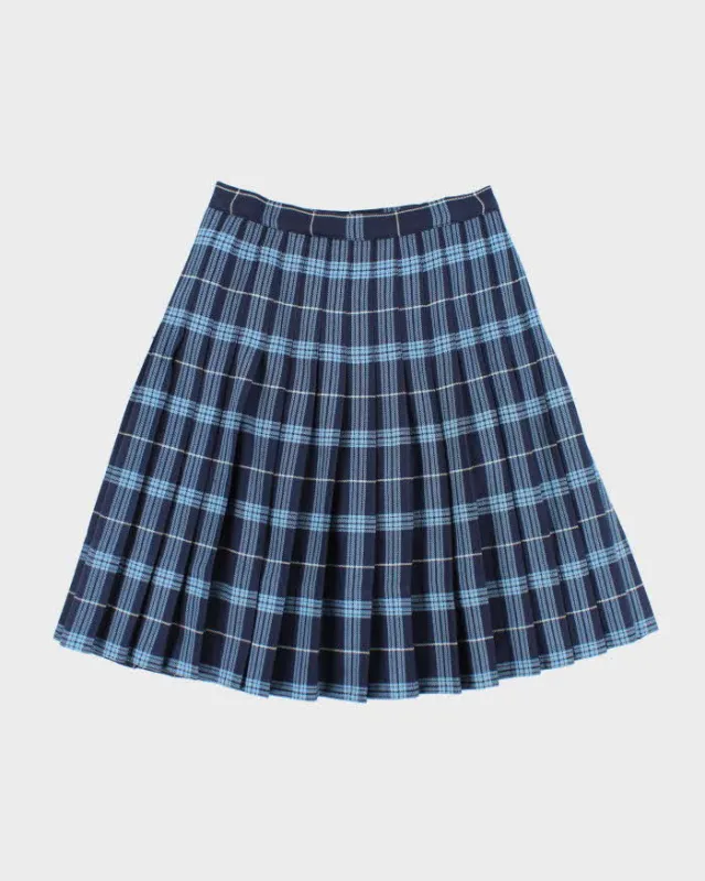 Vintage Richard's Blue Checked Pleated Skirt - XS sold by Rokit