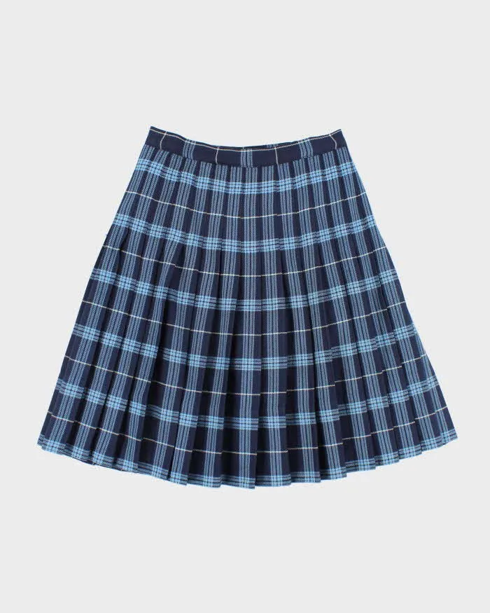 Vintage Richard's Blue Checked Pleated Skirt - XS sold by Rokit