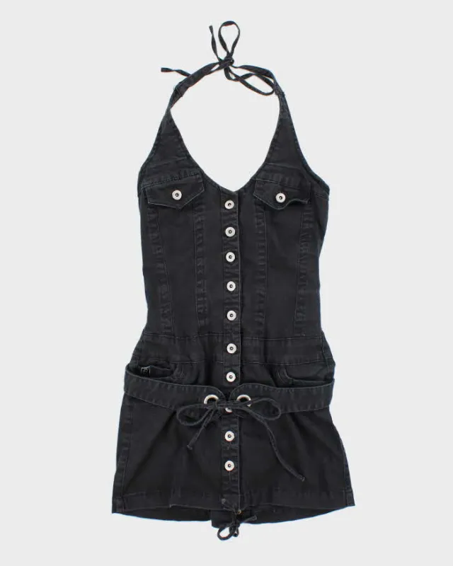 Vintage Y2k 00s Foxy Jeans Denim Lace-up Halter Dress - S sold by Rokit