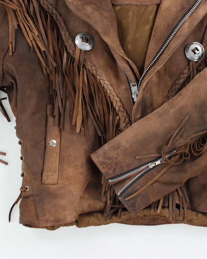 Vintage 80's Open Wilson Leather Fringed Jacket - L sold by Rokit product image thumbnail 4