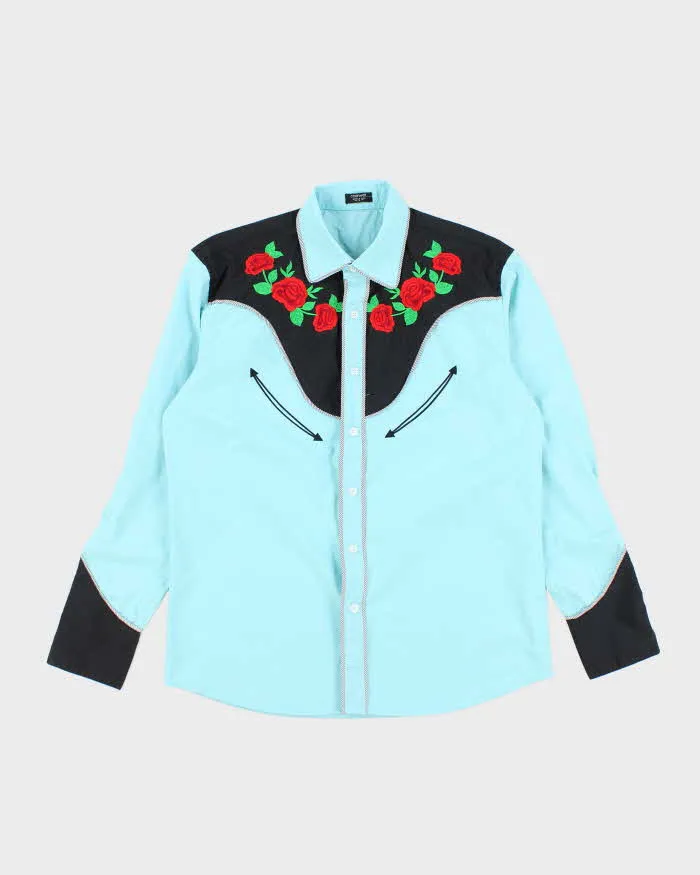 Vintage 90's Western Rose Embroidered Button Up Shirt - L sold by Rokit