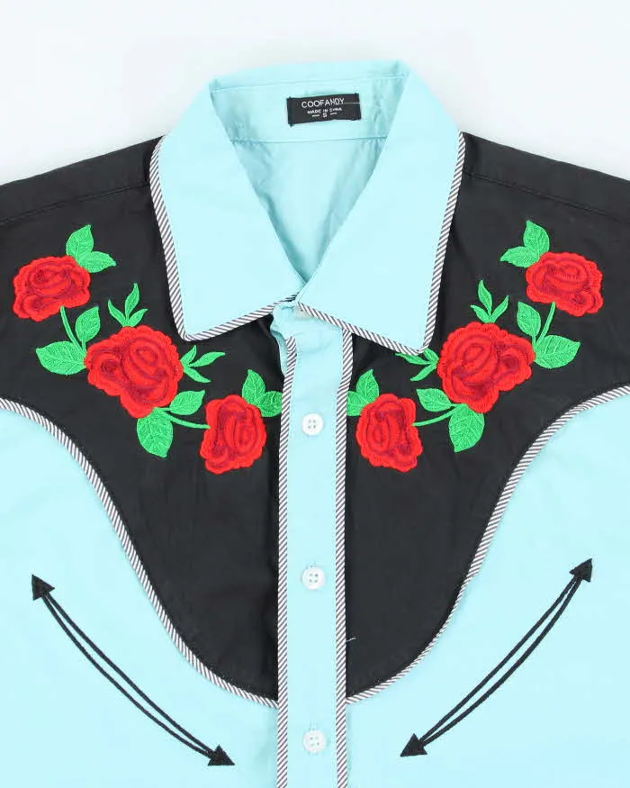 Vintage 90's Western Rose Embroidered Button Up Shirt - L sold by Rokit product image thumbnail 3