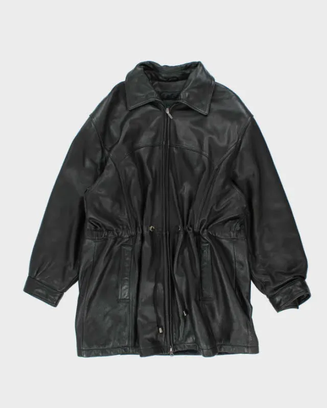 Vintage Danier Long Black Leather Coat - L sold by Rokit