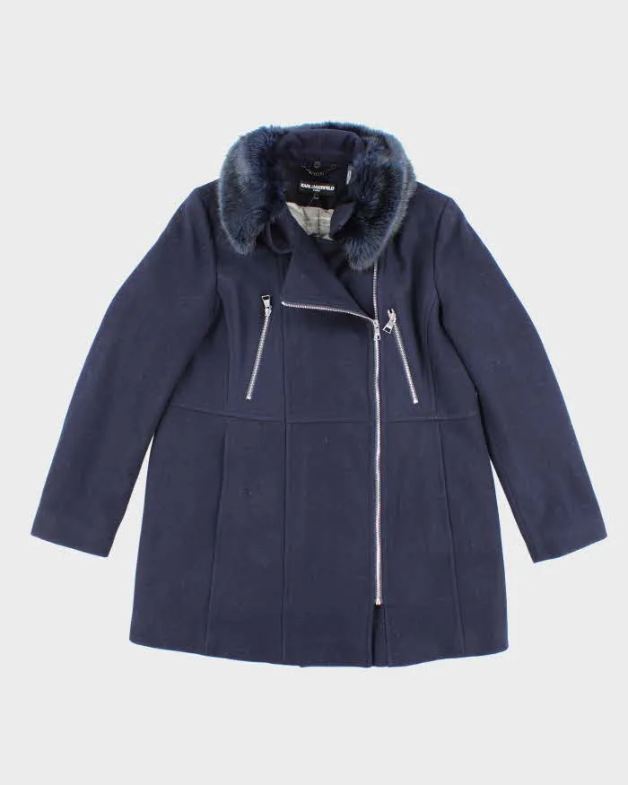 Karl Largerfeld Blue Wool Blend Coat - XL sold by Rokit