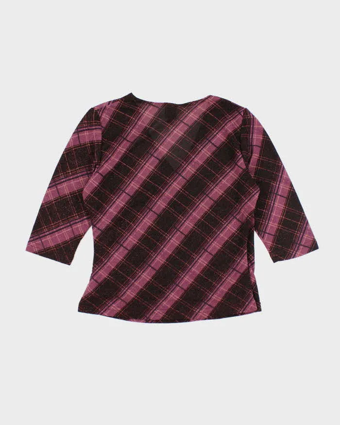 Vintage Y2k 00s Purple Sparkly Checked Pattern Top - S sold by Rokit product image thumbnail 2