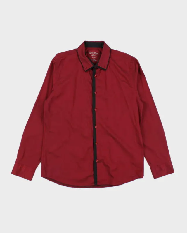 Vintage Y2k 00s Guess Red Shiny Long Sleeve Shirt - XL sold by Rokit