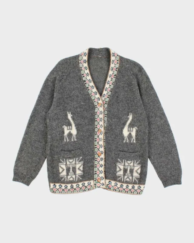Vintage Alpaca Blend Grey Cardigan - XL sold by Rokit