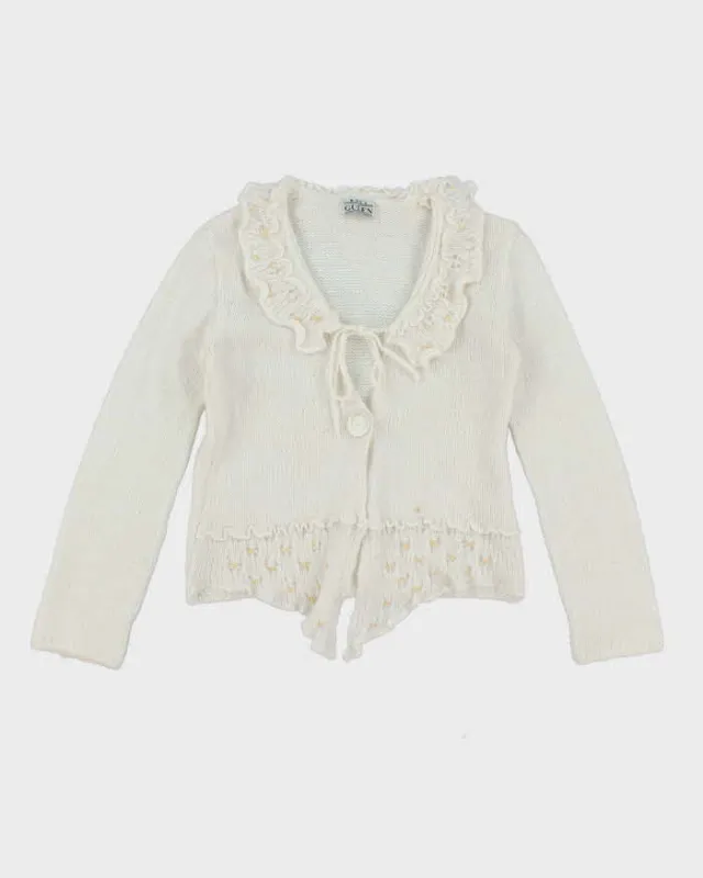 Vintage Y2k 00s Moda Gulen Mohair Blend Sequin Ruffle Cardigan - S sold by Rokit