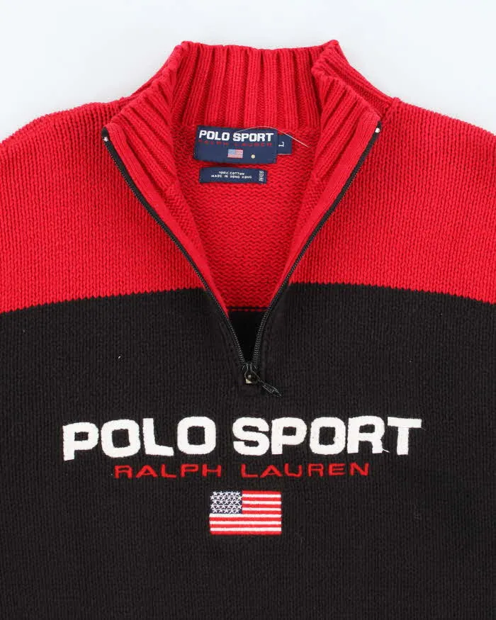 Vintage Polo Sport Ralph Lauren Oversized Quarter-Zip Knit Jumper - L sold by Rokit product image thumbnail 3