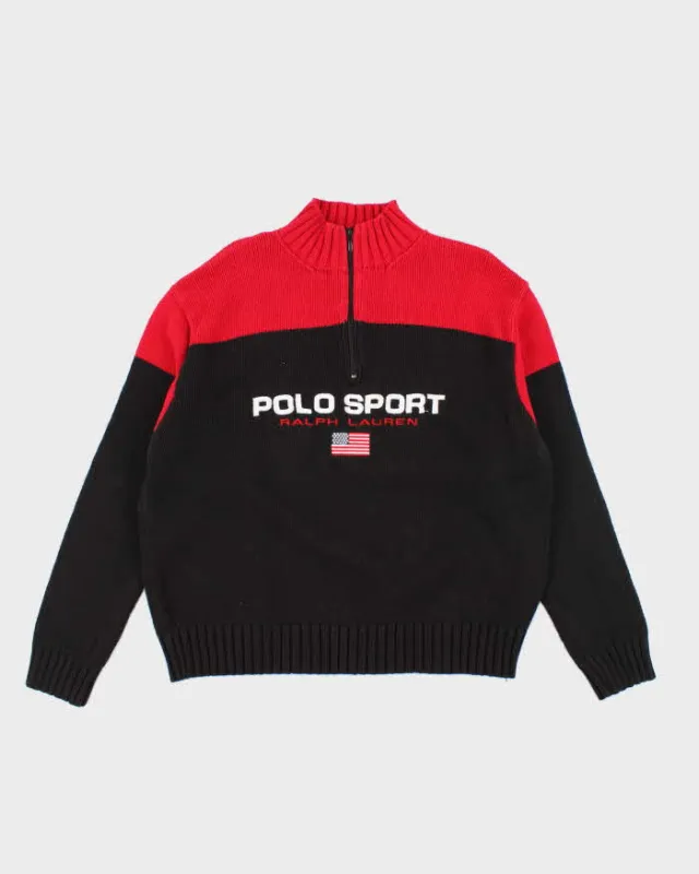 Vintage Polo Sport Ralph Lauren Oversized Quarter-Zip Knit Jumper - L sold by Rokit