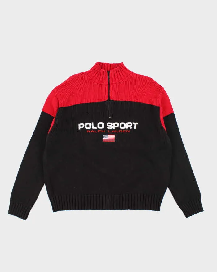 Vintage Polo Sport Ralph Lauren Oversized Quarter-Zip Knit Jumper - L sold by Rokit