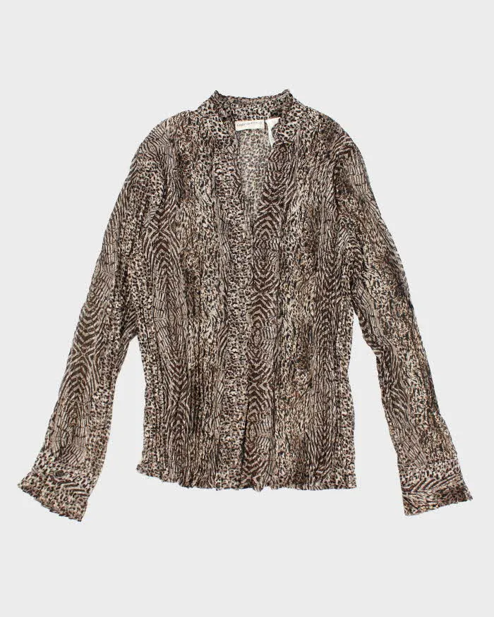 Vintage Y2k 00s Laura Sheer Animal Print Crinkle Blouse - L sold by Rokit