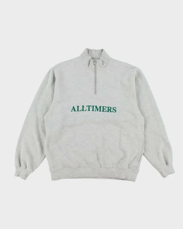 Alltimers Skateboarding Embroidered Centre Logo Quarter Zip Sweatshirt - L sold by Rokit