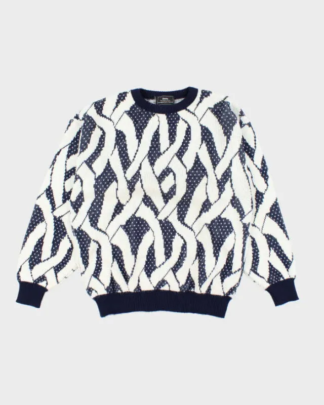 Vintage 80's Sears Patterned Chunky Knit Jumper - L sold by Rokit