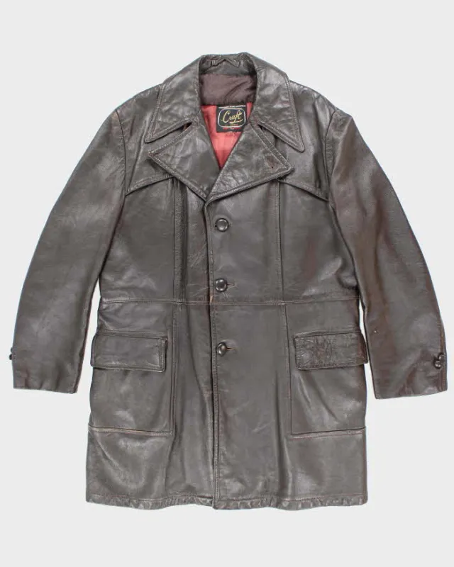 Vintage 70s Craft Of Canada Brown Leather Jacket - XL sold by Rokit
