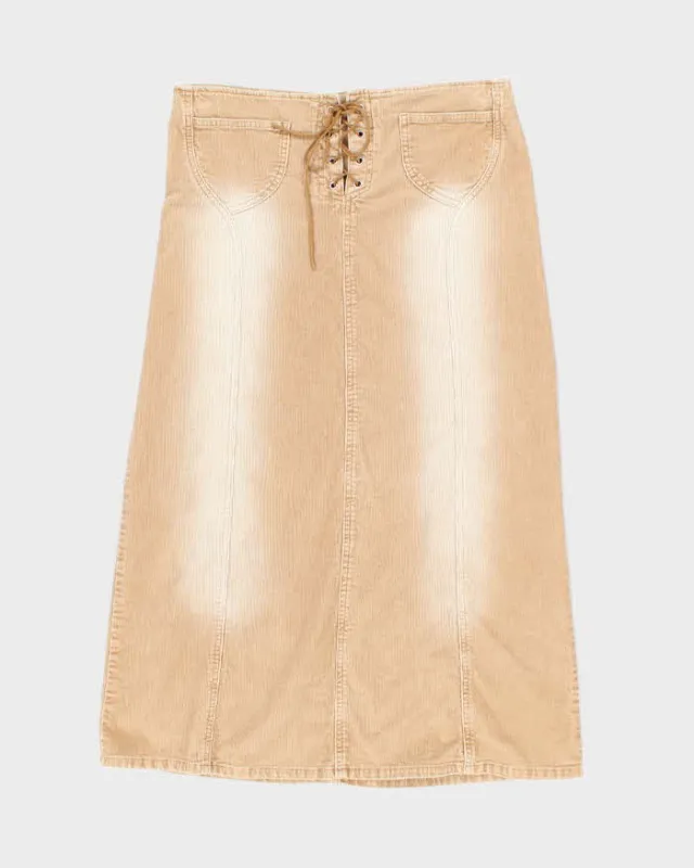 Vintage Y2k 00s Brody Lace-Up Corduroy Skirt - M sold by Rokit