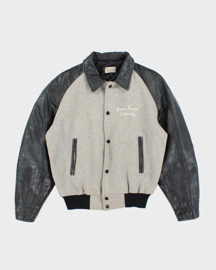 Vintage 70's Embroidered Leather Varsity Jacket - M sold by Rokit